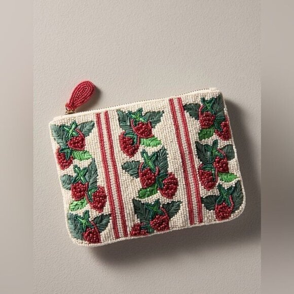 Anthropologie Handbags - The Fiona Medium Beaded Pouch Strawberries